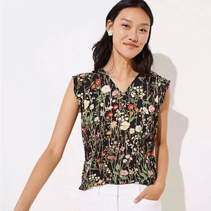 NWT Loft Sleeveless V-neck Floral Shell Large Blouse BLACK YELLOW RED PINK GREEN